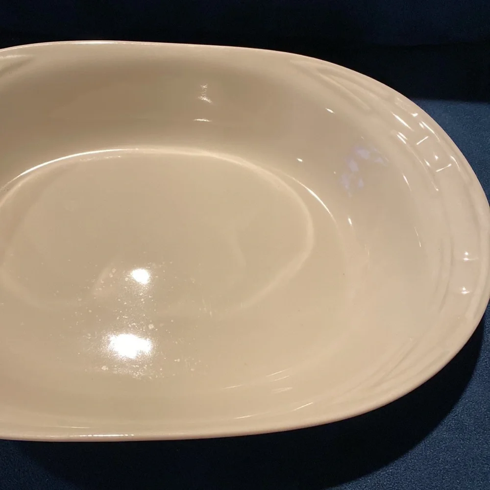 Longaberger Ivory Ceramic Woven Traditions Casserole Dish Cookware